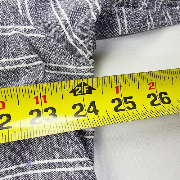 Billabong Size XL Mens Pockets Gray White Stripe Long Sleeve Logo Cotton Shirt - Picture 2 of 12